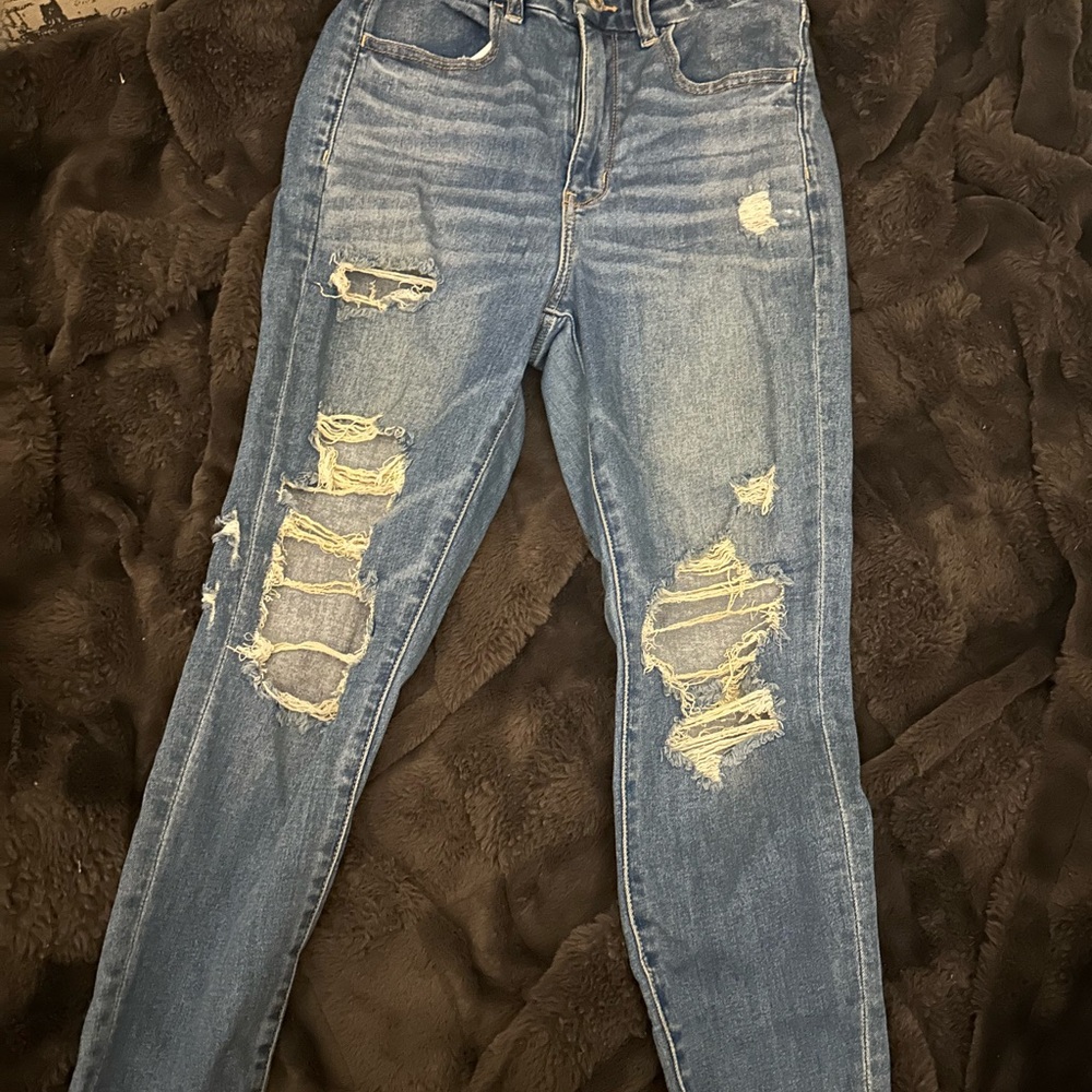 Distressed Blue Jeans